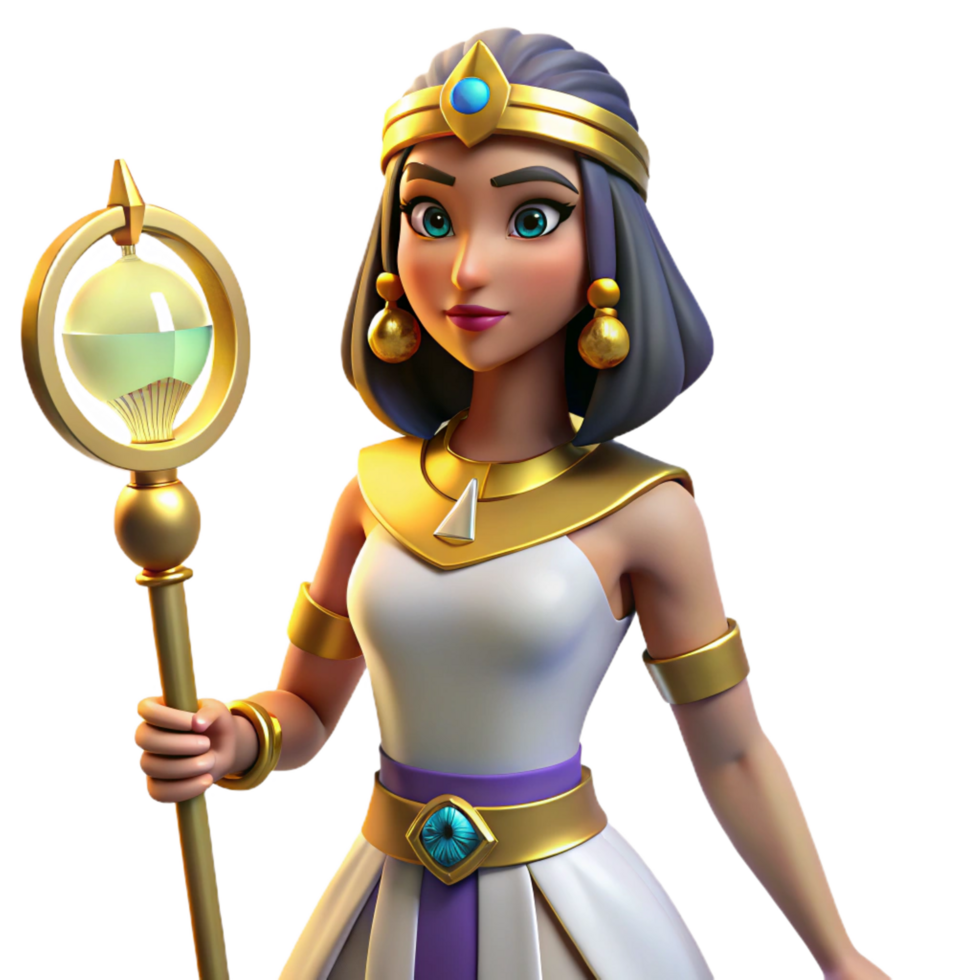 striking avant-garde Isis, Egyptian goddess of magic, NO BACKGROUND with Transparent Background. high quality png