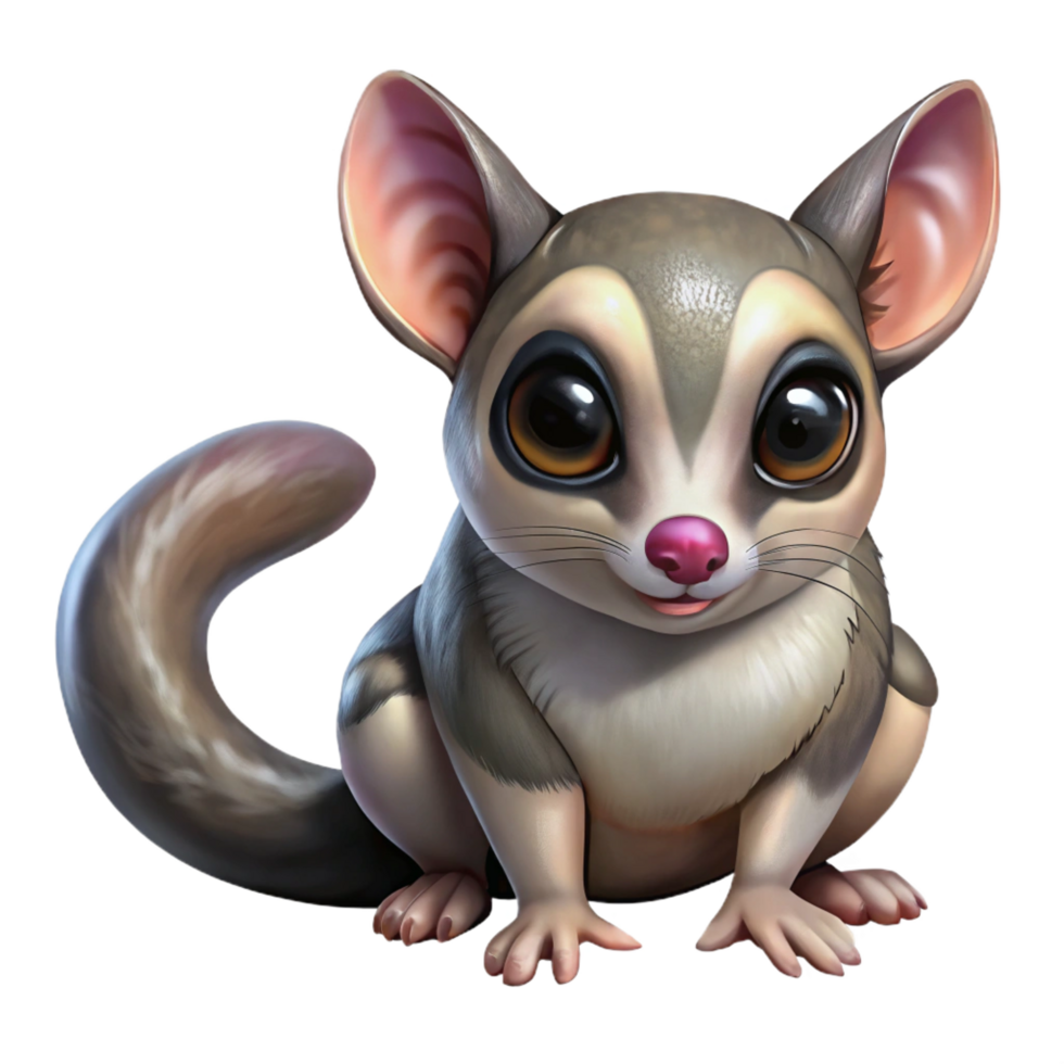 energetic immaculate A drawing of a sugar glider NO BACKGROUND with Transparent Background. premium png