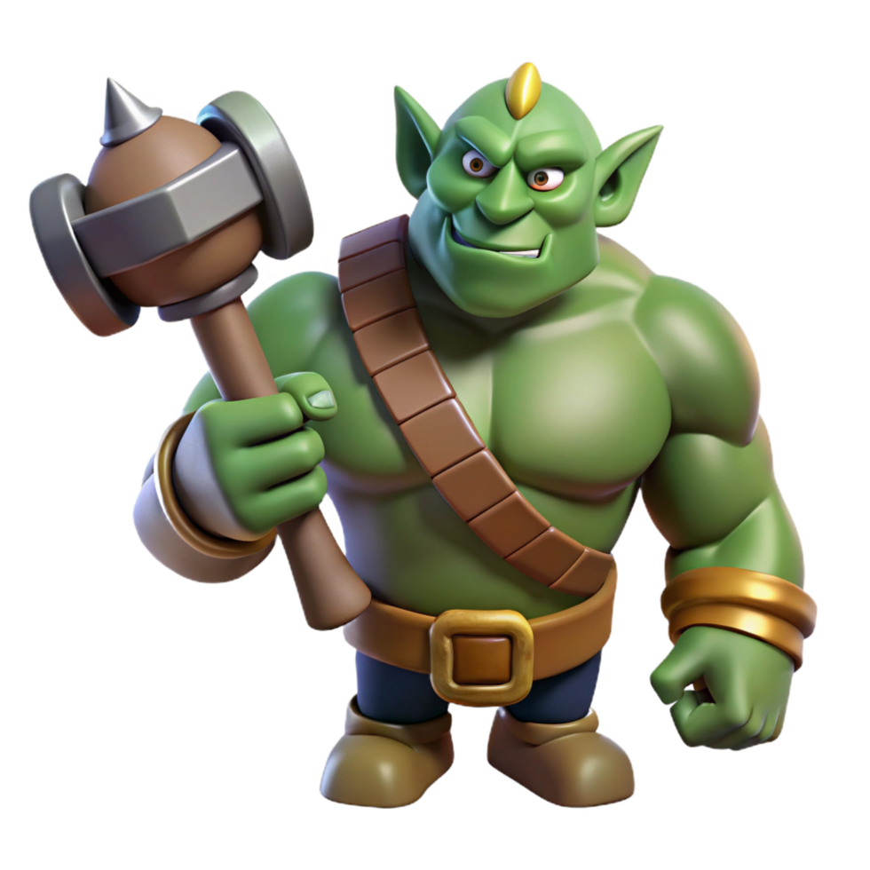 radiant classic A muscular ogre fist, clutching a rough-hewn club. NO BACKGROUND with Transparent Background. 8K png