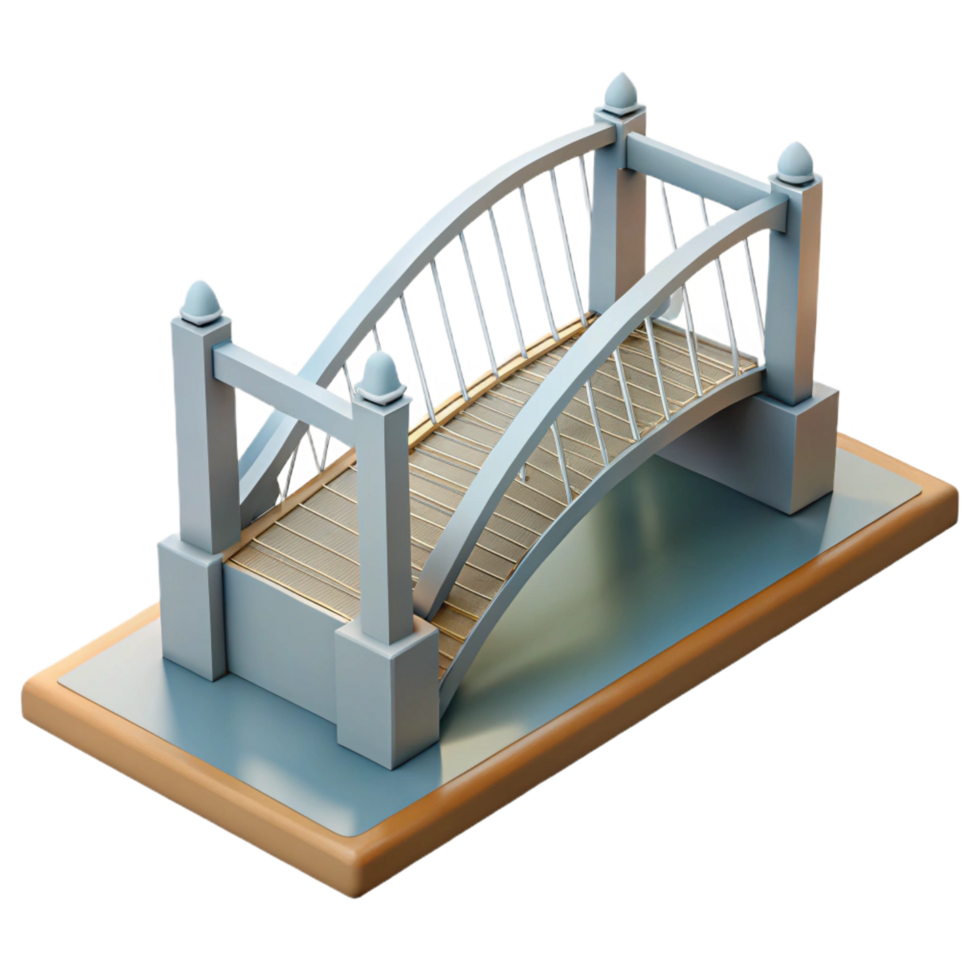 mesmerizing mid-century Architectural model of a modern bridge NO BACKGROUND with Transparent Background. impeccable png