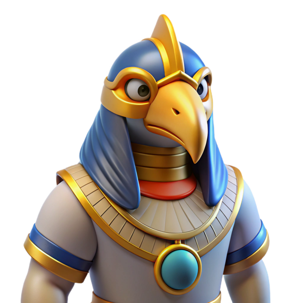 inspired creative Horus, Egyptian god of the sky, falcon-headed, NO BACKGROUND with Transparent Background. sharp png