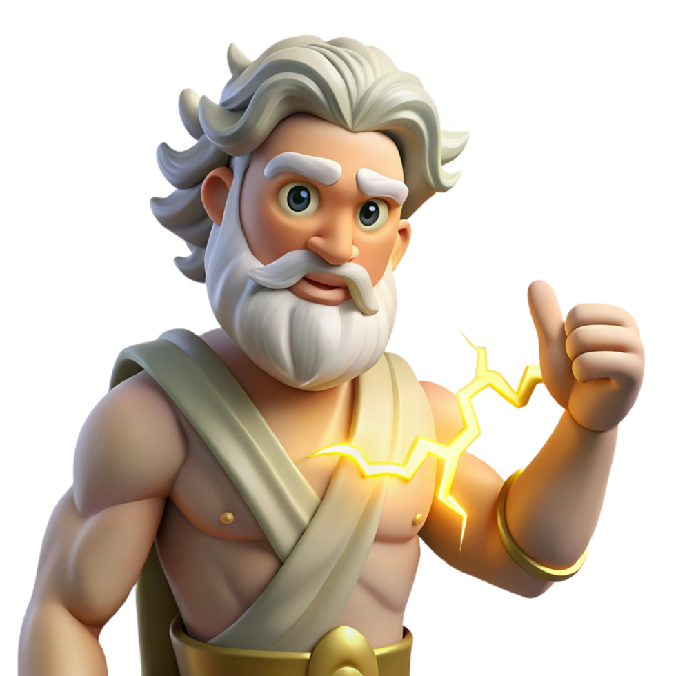 dramatic futuristic Zeus' Thunderbolt, crackling with divine energy, NO BACKGROUND with Transparent Background. artisan png