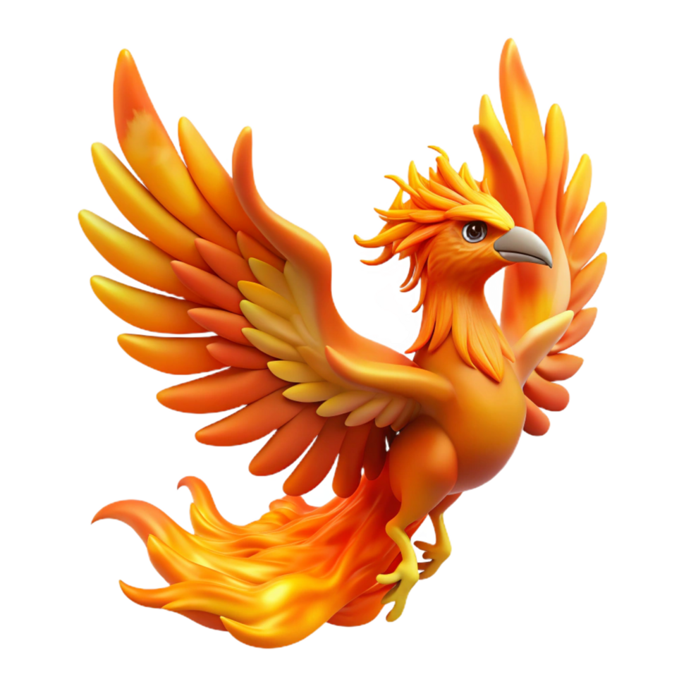 exquisite ethereal minimalist A Phoenix, fiery bird rising from ashes, NO BACKGROUND with Transparent Background. elite png