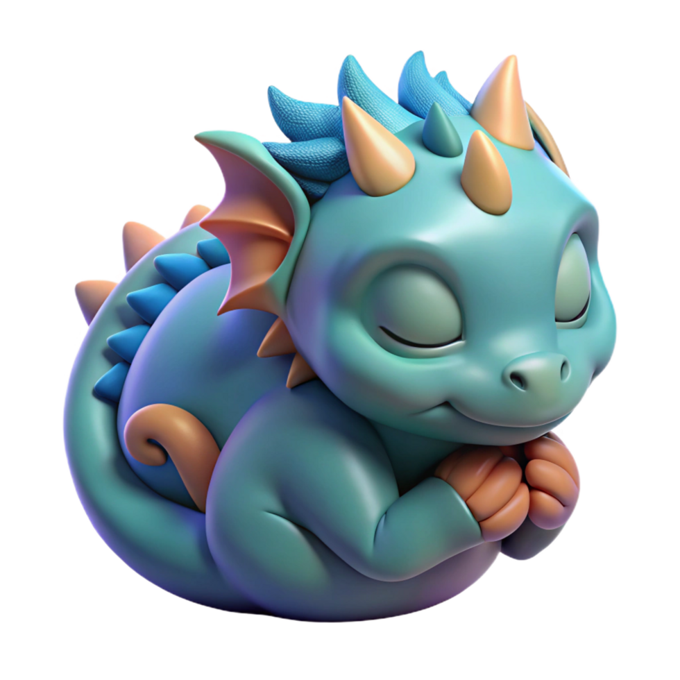 dynamic captivating A cute baby dragon, curled up sleeping, NO BACKGROUND with Transparent Background. high quality png
