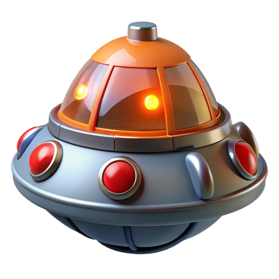 extraordinary distinctive Spaceship escape pod with flashing emergency lights. NO BACKGROUND with Transparent Background. png