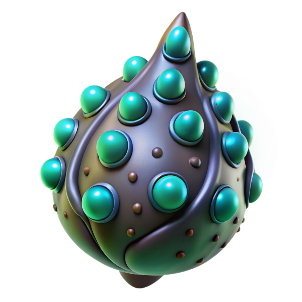 hypnotic avant-garde Alien seed pod with bioluminescent spores. NO BACKGROUND with Transparent Background. elite png