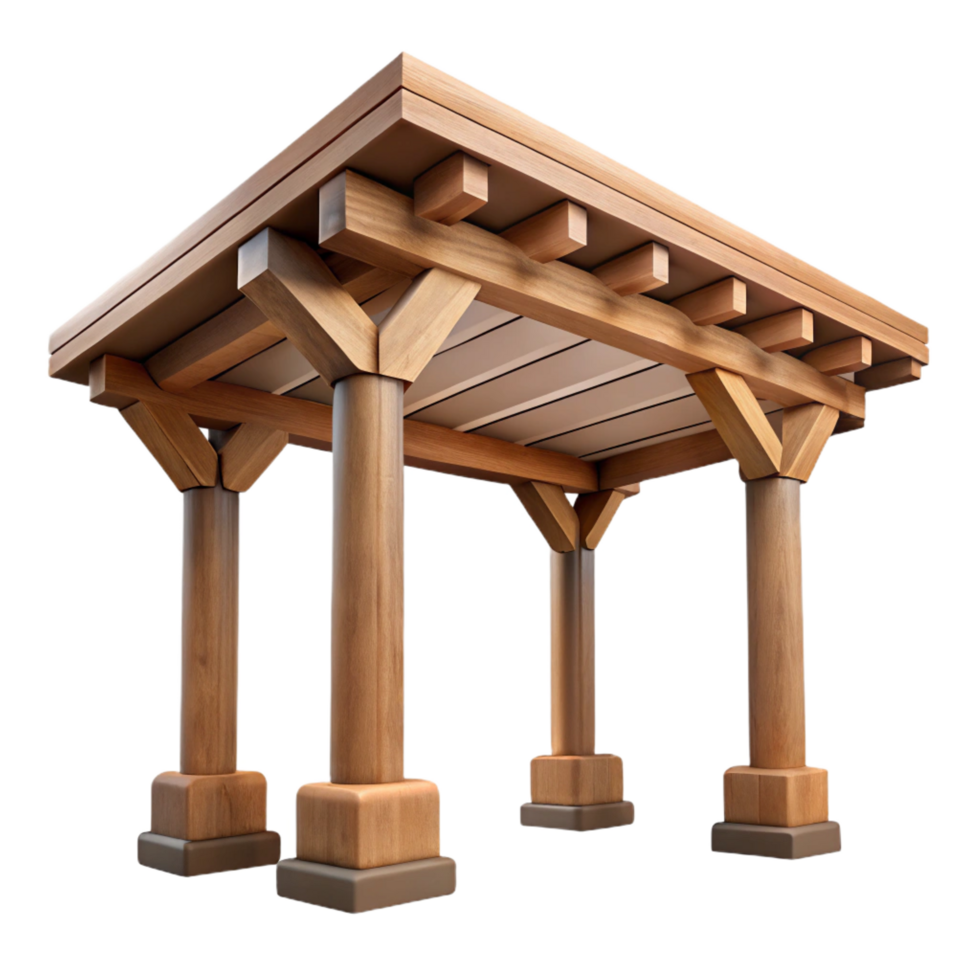 harmonious stunning Wooden pergola beam, weathered texture, NO BACKGROUND with Transparent Background. professional png