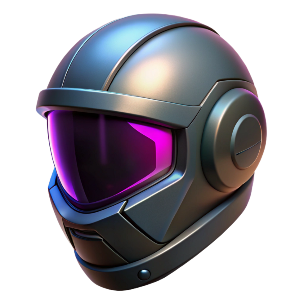 sereno meio século cyberpunk motocicleta capacete com brilhando viseira. não fundo com transparente fundo. fresco png