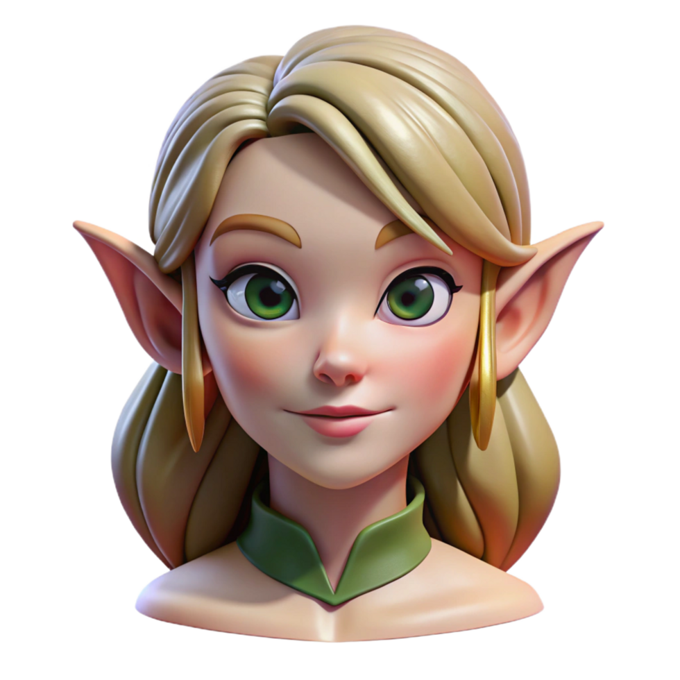 stunning dreamy avant-garde A beautiful, stylized, female elf face. NO BACKGROUND with Transparent Background. fine detail png