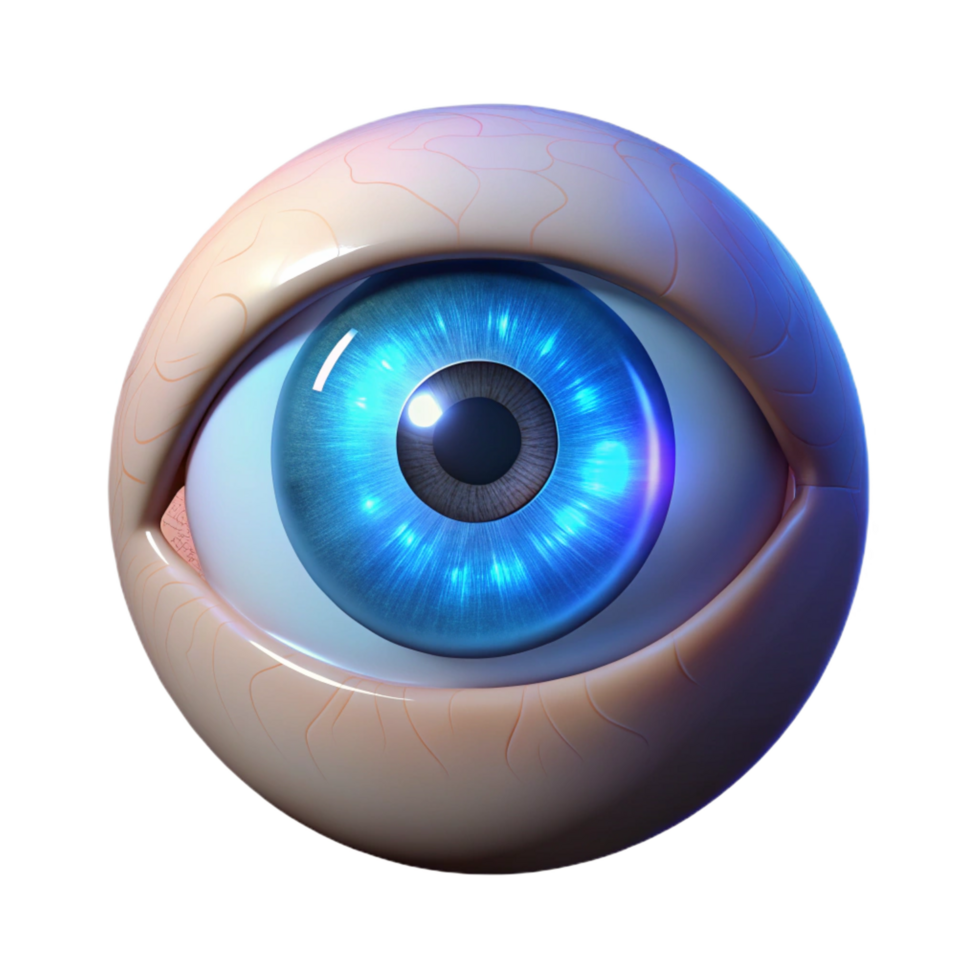 gorgeous joyful classic Realistic human eye, glowing pupil, magical aura, NO BACKGROUND with Transparent Background. high resolution png