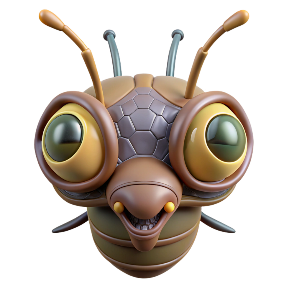 pristine urban Alien insect head, chitinous, compound eyes, antennae. NO BACKGROUND with Transparent Background. gallery standard png