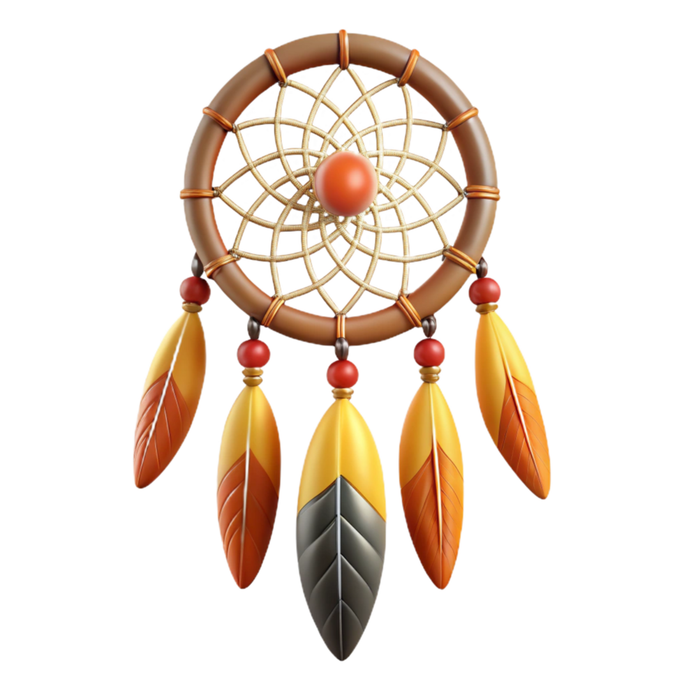 alluring coveted A Native American Dreamcatcher, webbed circle with feathers, NO BACKGROUND with Transparent Background. png
