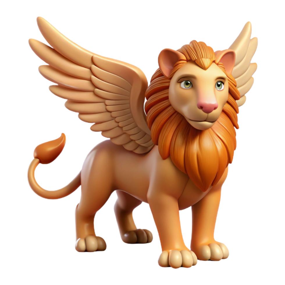 fascinating unparalleled Sphinx, winged lion with human head, NO BACKGROUND with Transparent Background. png
