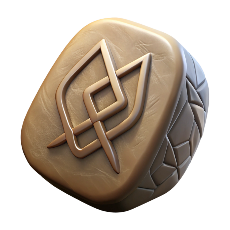pristine contemporary Ancient Rune Stone, inscribed with mystical symbols, NO BACKGROUND with Transparent Background. sharp png