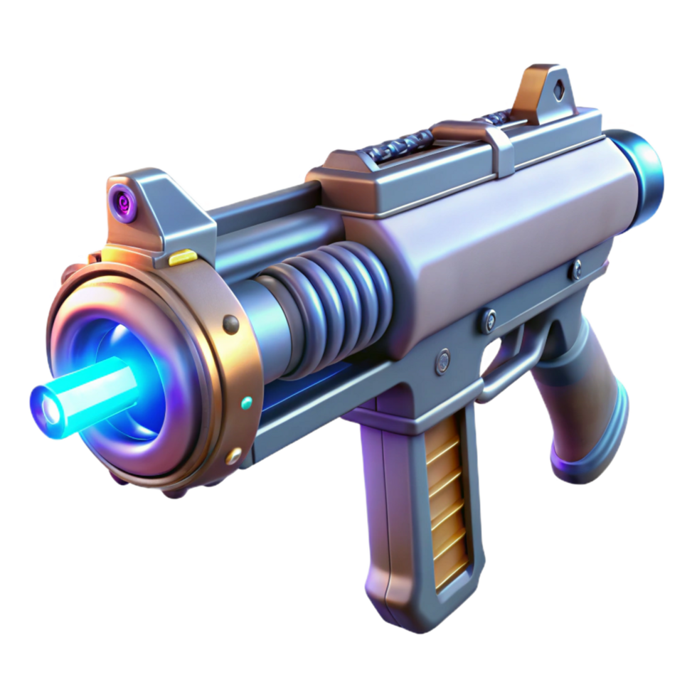 impressive coveted Sci-fi plasma rifle with glowing energy cell NO BACKGROUND with Transparent Background. png