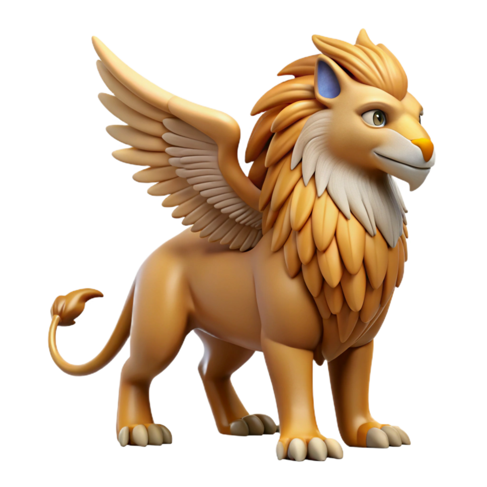 standout bohemian Griffin, eagle-lion hybrid, NO BACKGROUND with Transparent Background. handcrafted png