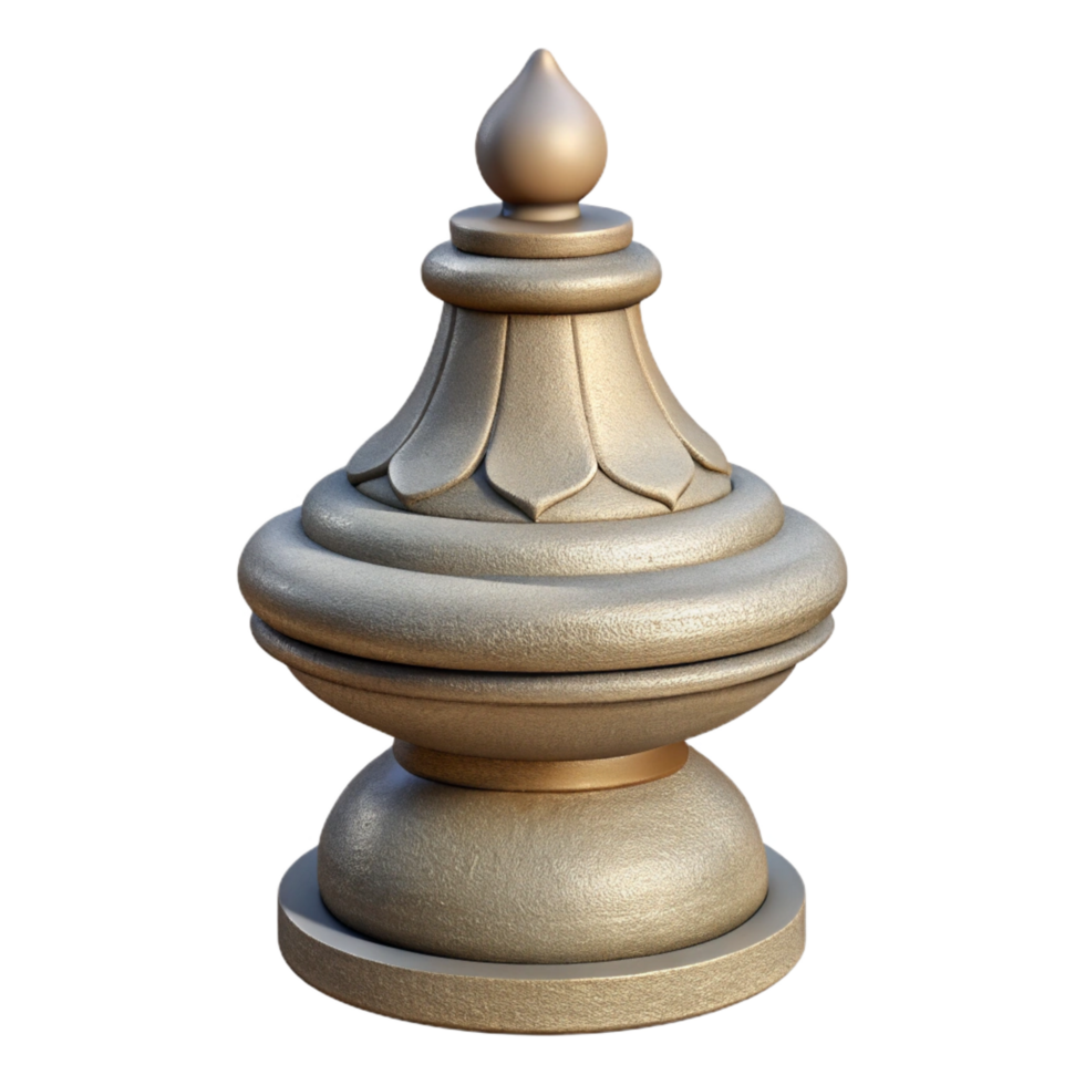 magnificent organic Stone finial, decorative ornament, NO BACKGROUND with Transparent Background. detailed png