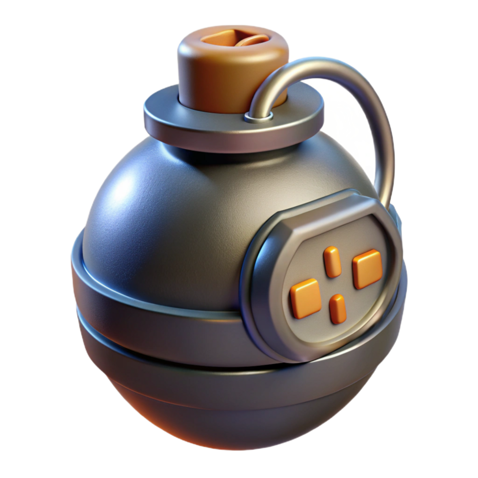 rare retro Futuristic grenade with digital countdown timer. NO BACKGROUND with Transparent Background. genuine png