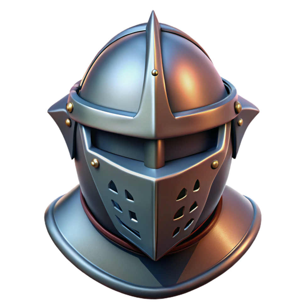 majestic retro A fierce, armored knight's helmet, with a closed visor. NO BACKGROUND with Transparent Background. top-tier png