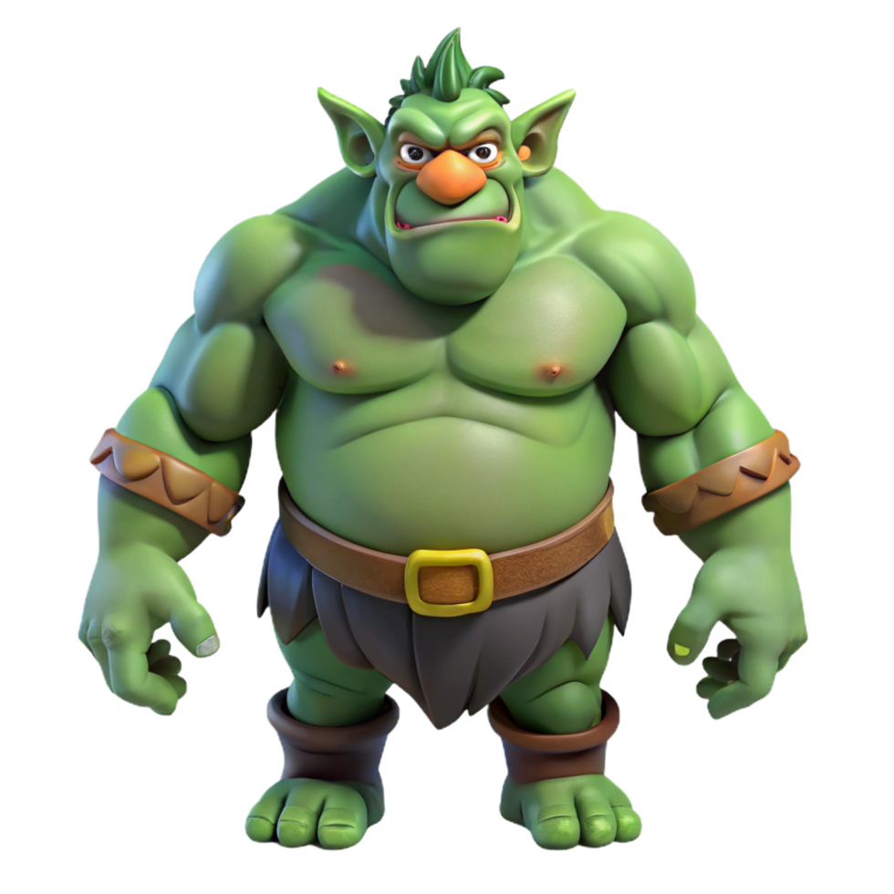 spectacular distinguished A Troll, large, hulking humanoid creature, NO BACKGROUND with Transparent Background. png