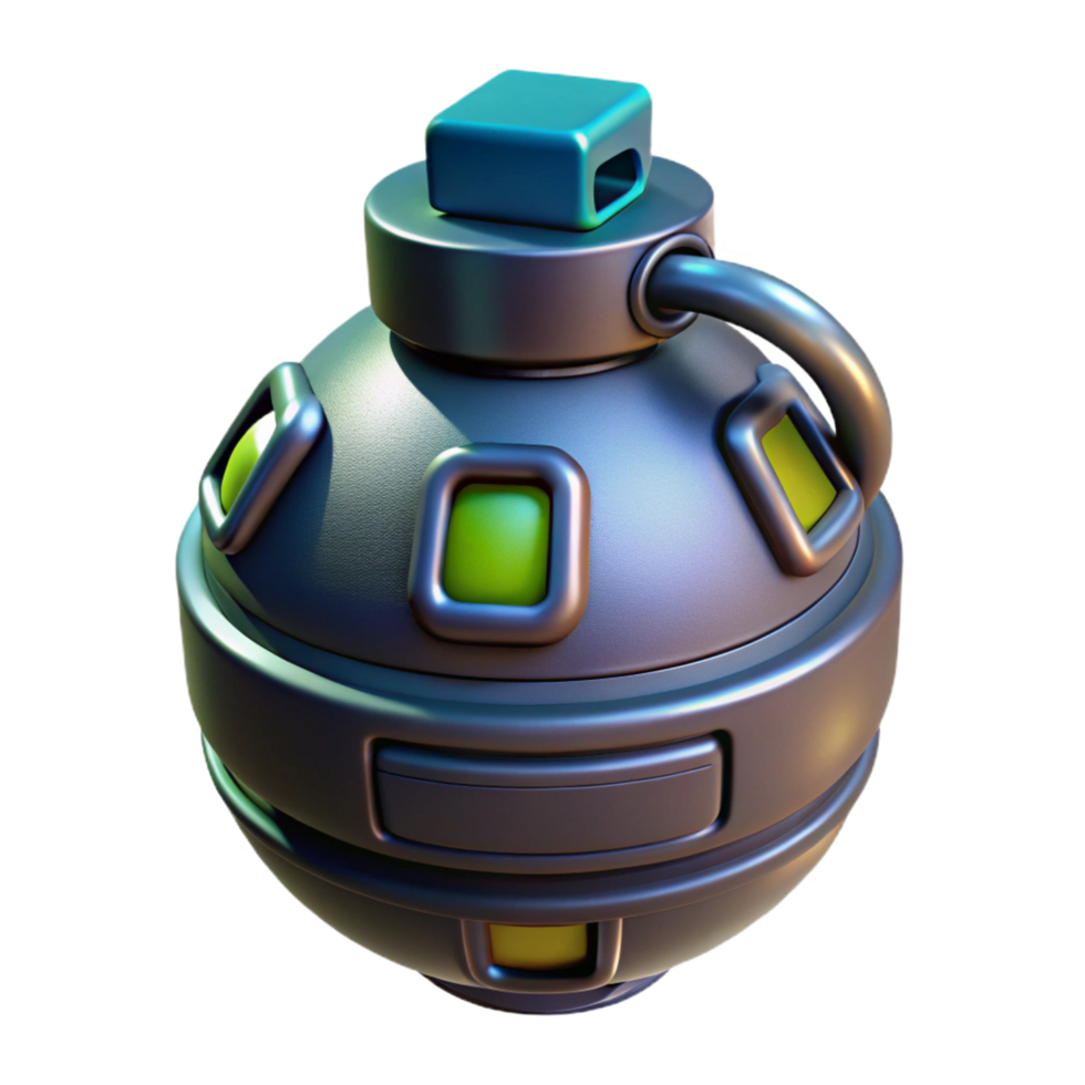 enchanting inspired Futuristic grenade with digital countdown timer. NO BACKGROUND with Transparent Background. png