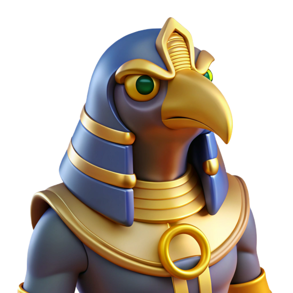 hypnotic inspired Horus, Egyptian god of the sky, falcon-headed, NO BACKGROUND with Transparent Background. png