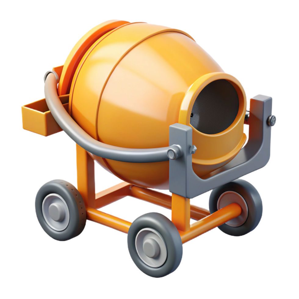 distinctive minimalist Concrete mixer NO BACKGROUND with Transparent Background. studio quality png