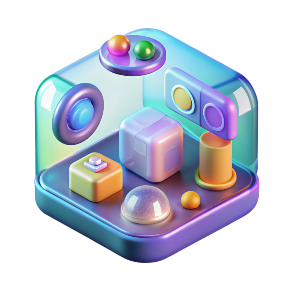 iconic baroque Holographic interface with interactive icons. NO BACKGROUND with Transparent Background. sharp png