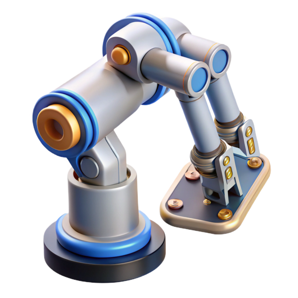 timeless geometric Robot arm holding a circuit board, NO BACKGROUND with Transparent Background. luxury png
