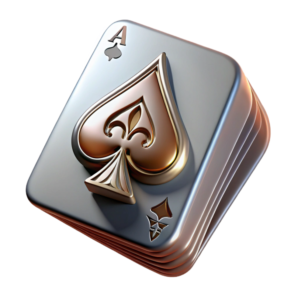 dramatic celebrated Single playing card, Ace of Spades, ornate design, NO BACKGROUND with Transparent Background. png