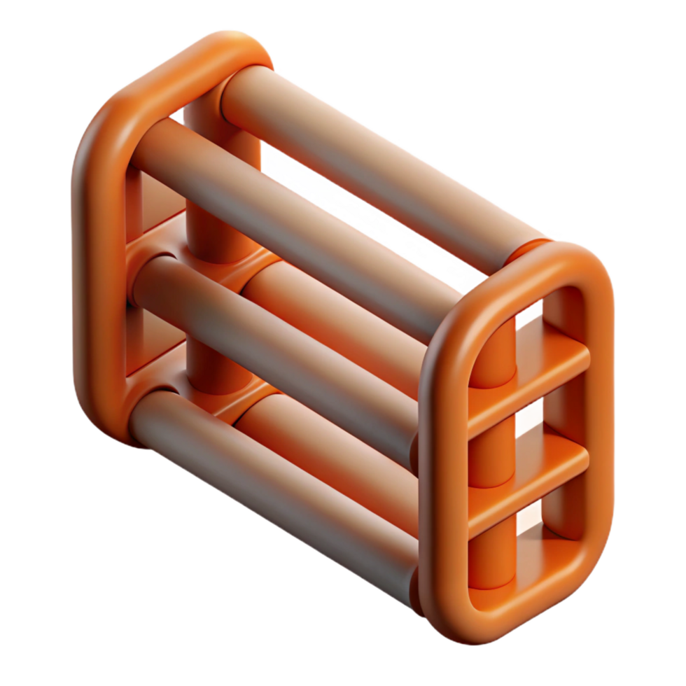 radiant distinctive CAD rendering of a rebar NO BACKGROUND with Transparent Background. png