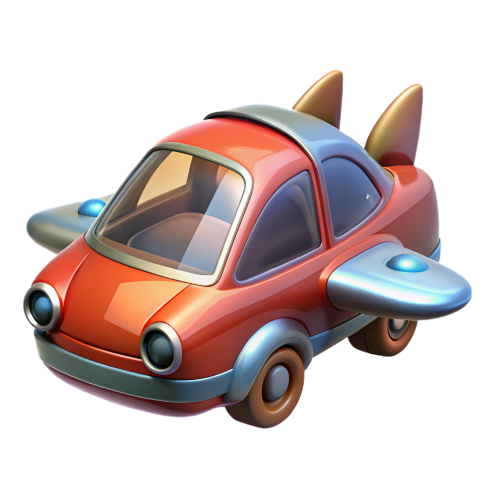 dramatic enchanting Flying car with retractable wings, NO BACKGROUND with Transparent Background. gallery standard png