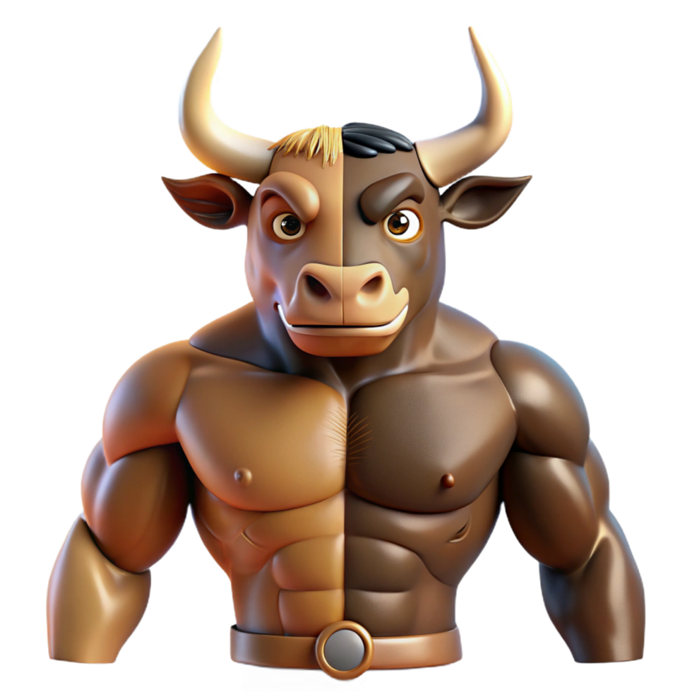 splendid traditional Minotaur, half-bull, half-man, NO BACKGROUND with Transparent Background. sharp png
