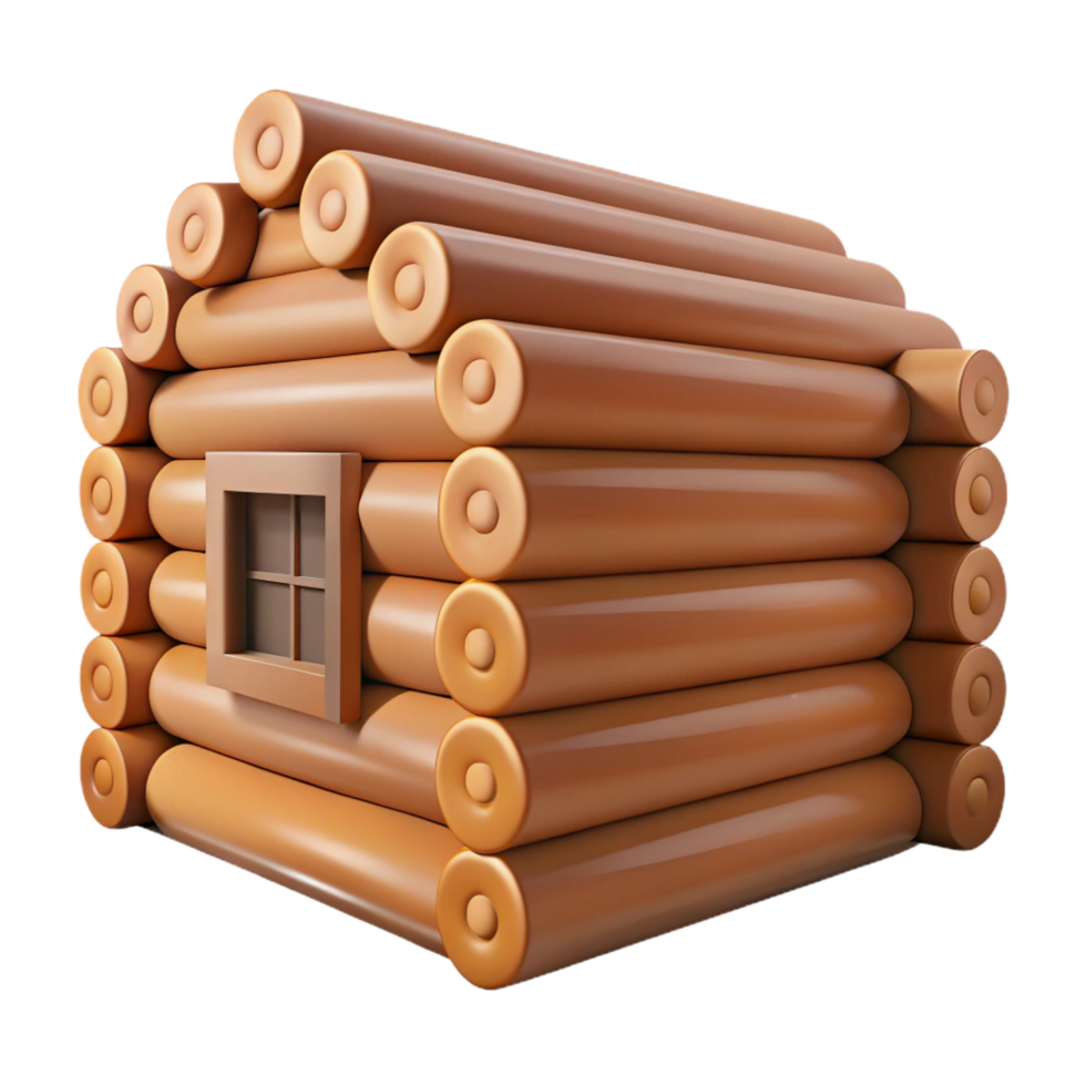 melancholic enchanting Log cabin wall, notched logs, NO BACKGROUND with Transparent Background. professional png