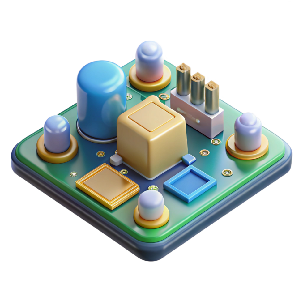 impressive dreamy art deco Circuit board, electronic components NO BACKGROUND with Transparent Background. premium png