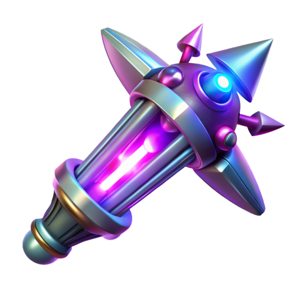 remarkable coastal Alien weapon with glowing energy blades. NO BACKGROUND with Transparent Background. flawless png