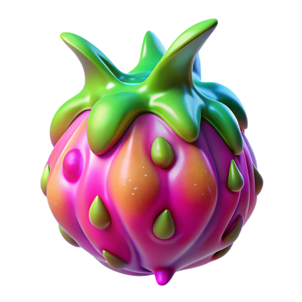 impressive artistic Alien fruit, unusual shape, vibrant colors, bioluminescent. NO BACKGROUND with Transparent Background. genuine png