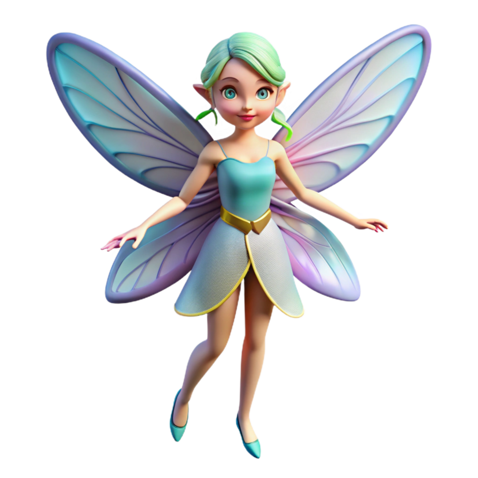 unforgettable impressionist A beautiful fairy, with iridescent wings, NO BACKGROUND with Transparent Background. premium png