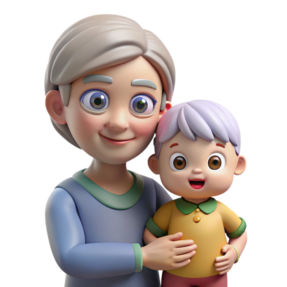 unforgettable tropical Elderly woman holding grandchild NO BACKGROUND with Transparent Background. masterfully captured png