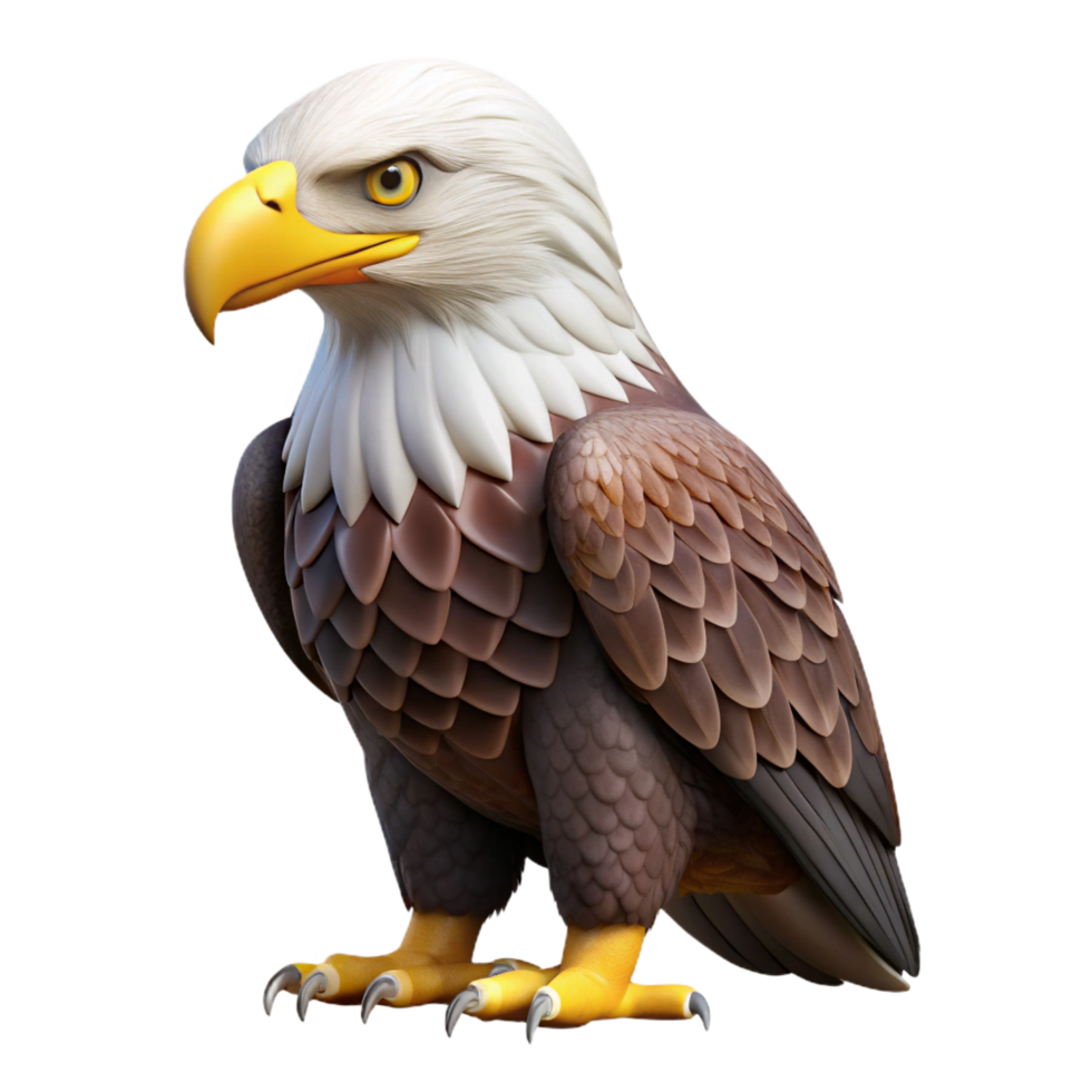 hypnotic rare A majestic bald eagle perched, NO BACKGROUND with Transparent Background. png