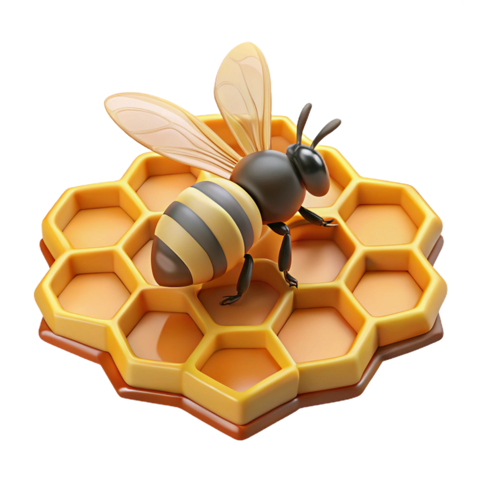 inspired abstract A single honeybee on a honeycomb cell NO BACKGROUND with Transparent Background. elite png