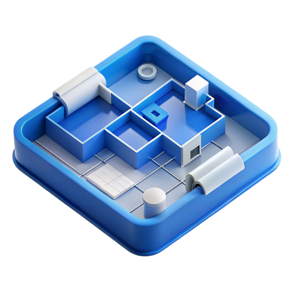 tranquil gorgeous Blueprint of a floor plan NO BACKGROUND with Transparent Background. expertly shot png