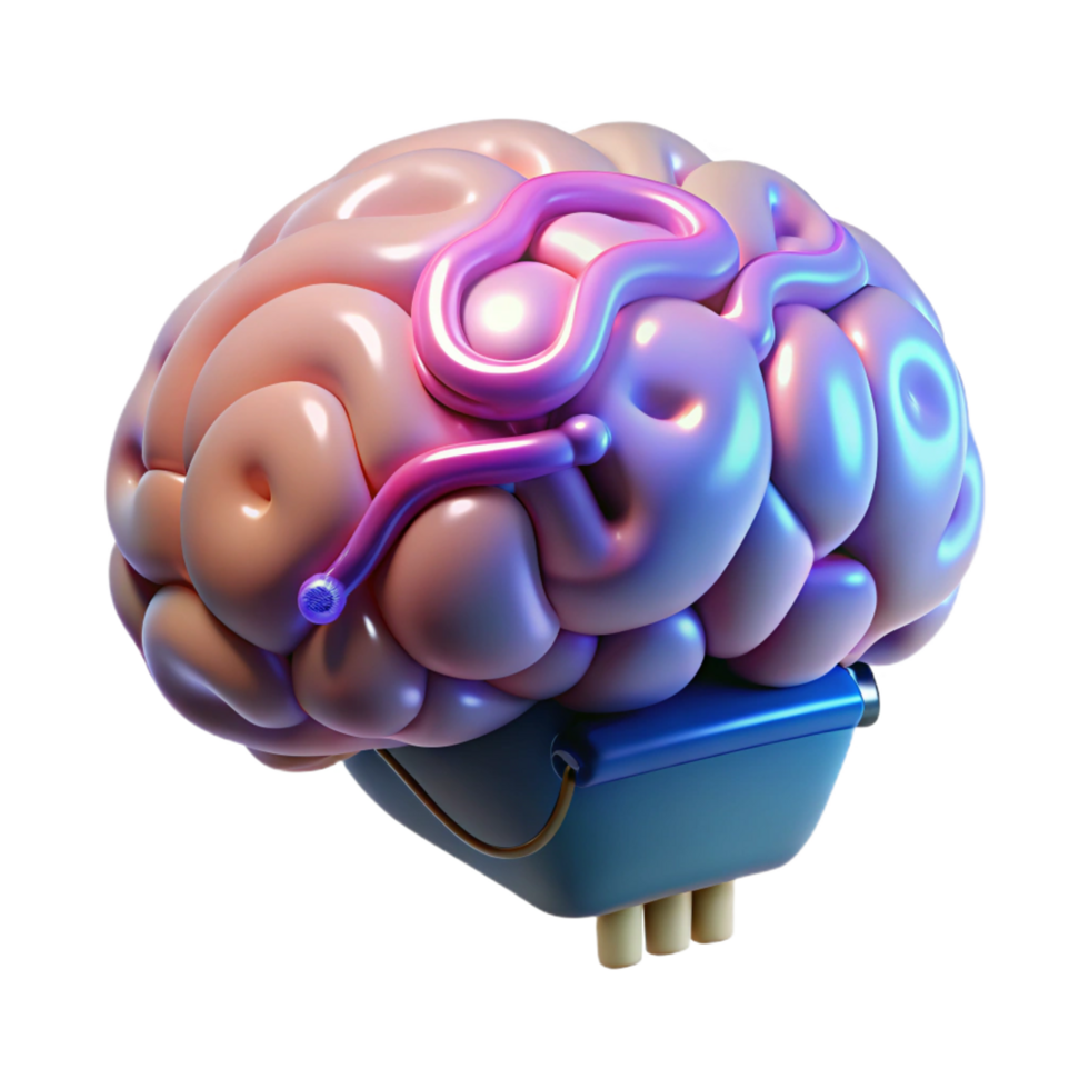 enchanting creative Cybernetic brain implant with glowing circuitry and neural interface NO BACKGROUND with Transparent Background. exclusive png