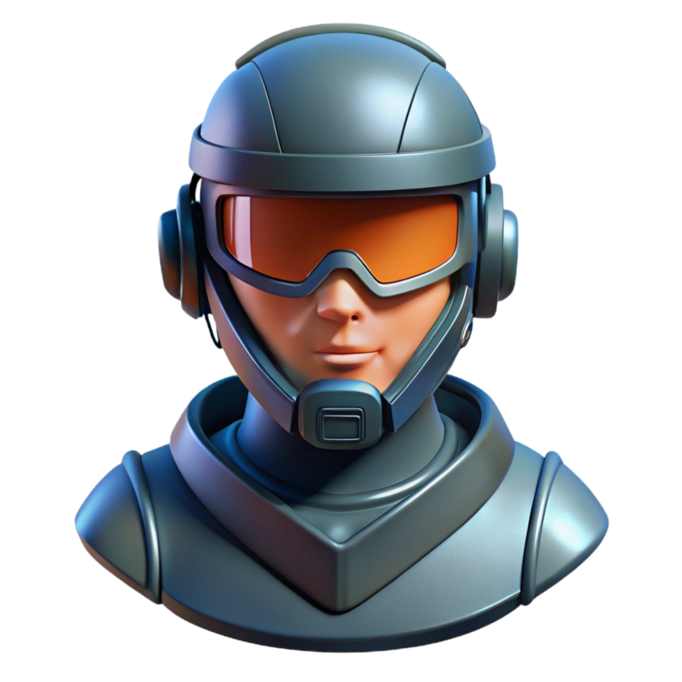 fascinating artistic Sci-fi soldier helmet with integrated visor NO BACKGROUND with Transparent Background. authentic png