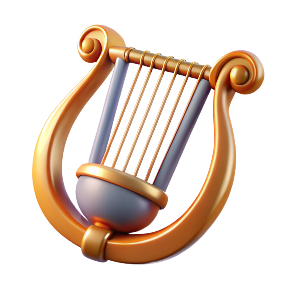 quintessential coastal Lyre of Apollo, NO BACKGROUND with Transparent Background. fine detail png