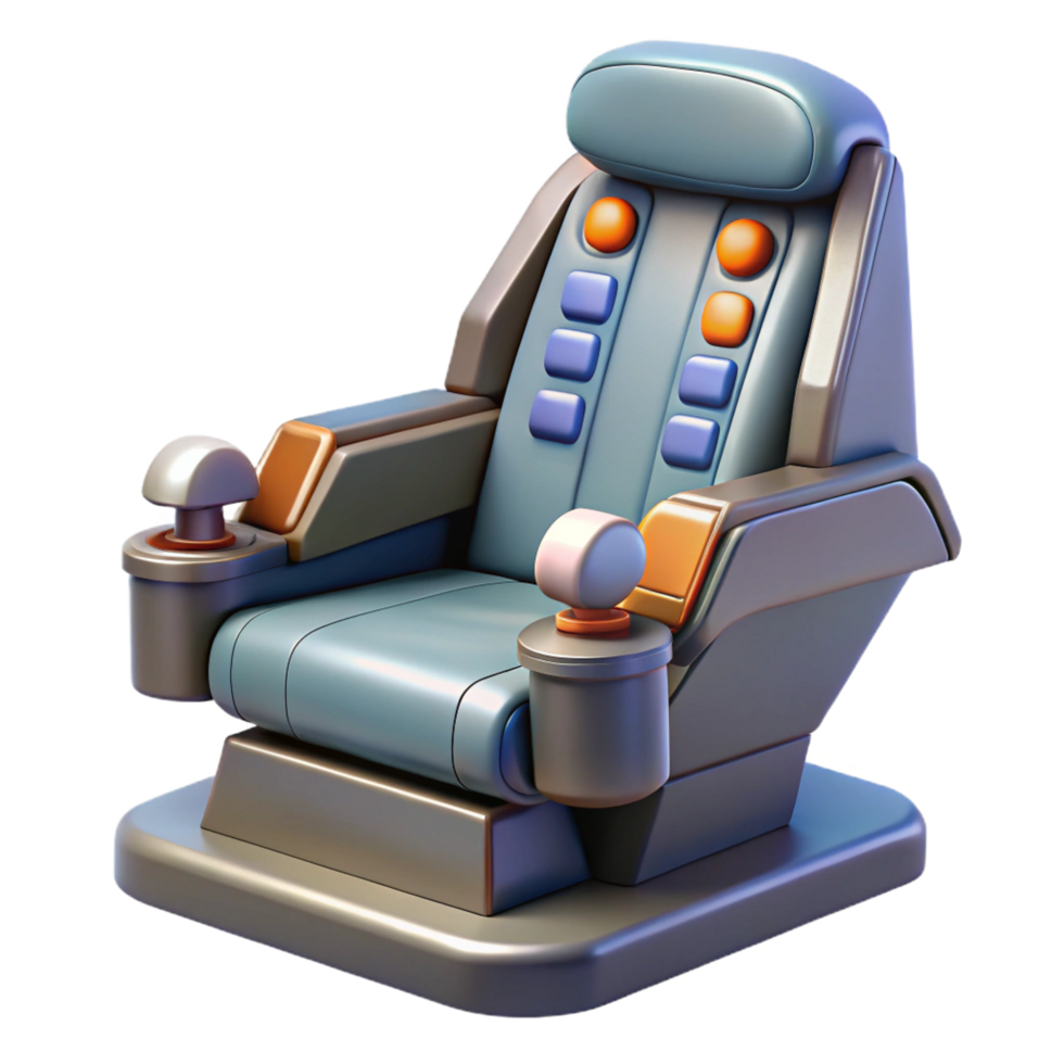 intense beautiful Spaceship cockpit chair with control sticks. NO BACKGROUND with Transparent Background. impeccable png