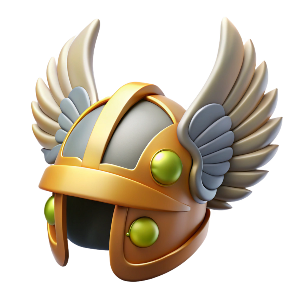 beautiful elegant A winged helmet, adorned with feathers, NO BACKGROUND with Transparent Background. detailed png