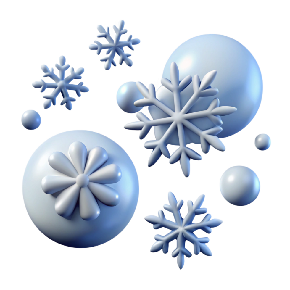 sumptuous impressionist Falling snow flakes NO BACKGROUND with Transparent Background. 8K png