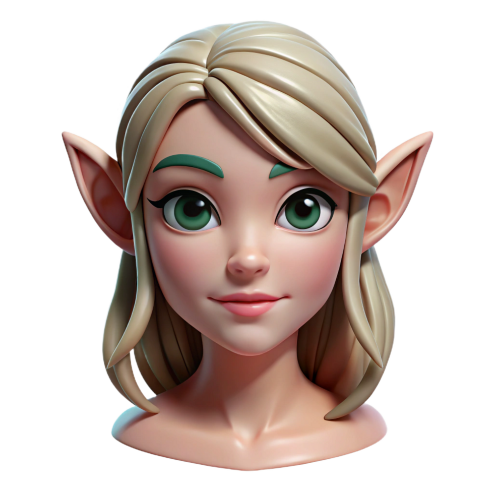 inspired industrial A beautiful, stylized, female elf face. NO BACKGROUND with Transparent Background. sharp png