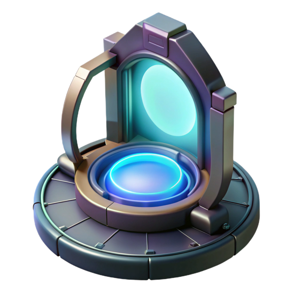 exemplary baroque Portable teleportation device with shimmering portal NO BACKGROUND with Transparent Background. handcrafted png